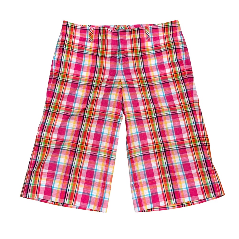 Lilly Pulitzer Courtney Plaid Shorts Women 6 Pink Patio Plaid NWT Knee Length